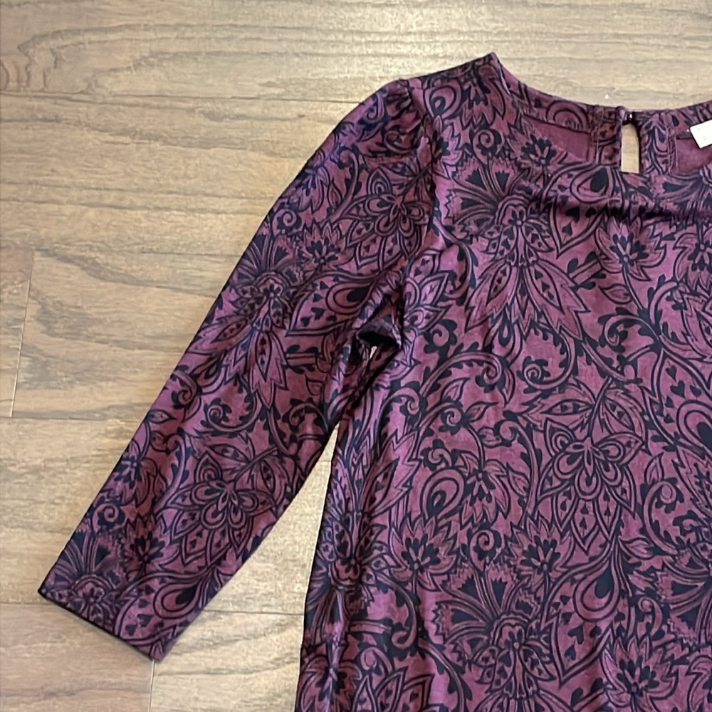 LOFT Petite Purple Floral Ruffle Dress - Size XSP - Picture 3 of 8